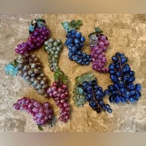 Beautiful Glittery Sugar Grape Home Decor - Lot of 9 Pieces